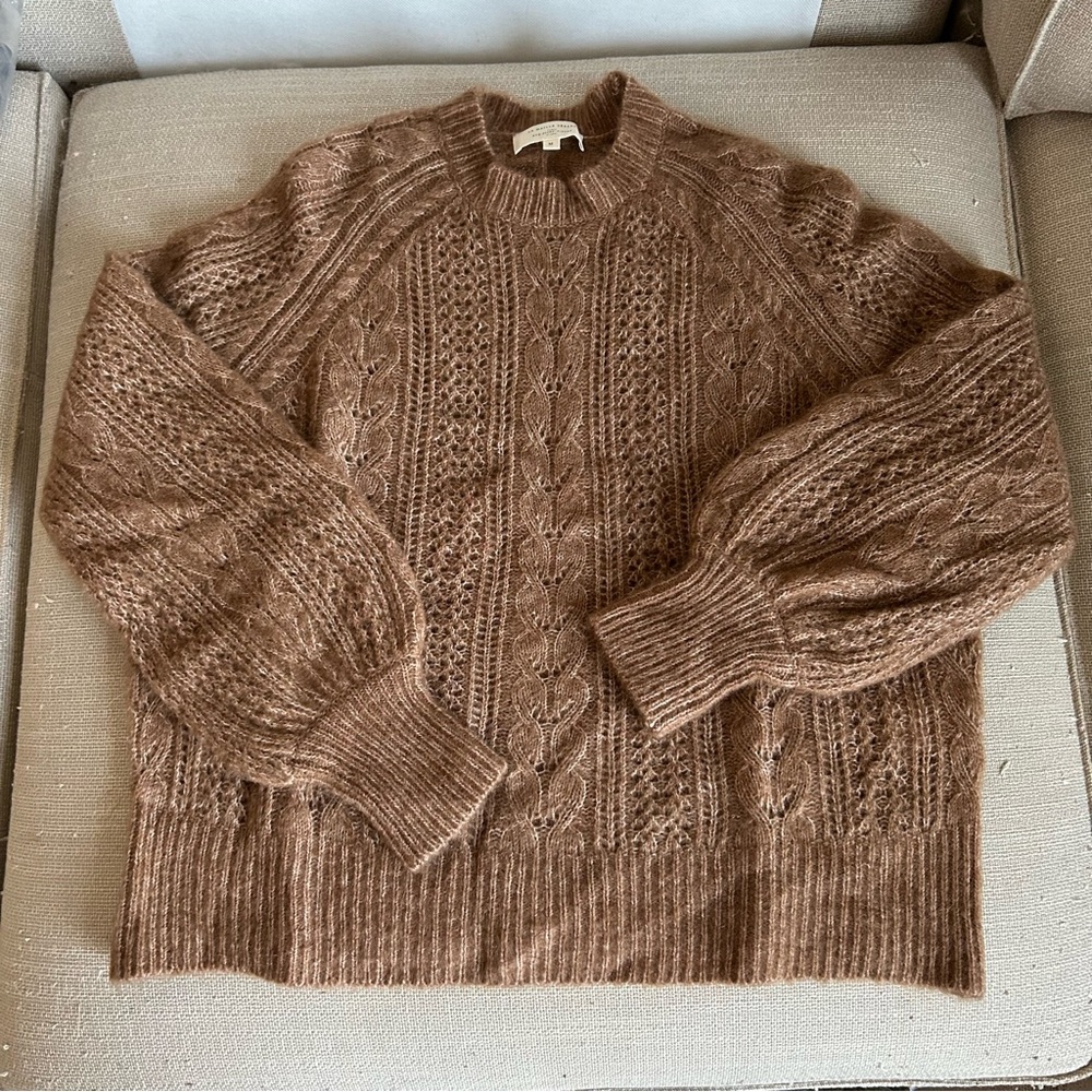 NEW Sezane Scarlett Jumper Tan Camel Sweater French Wool Mohair - Picture 6 of 11